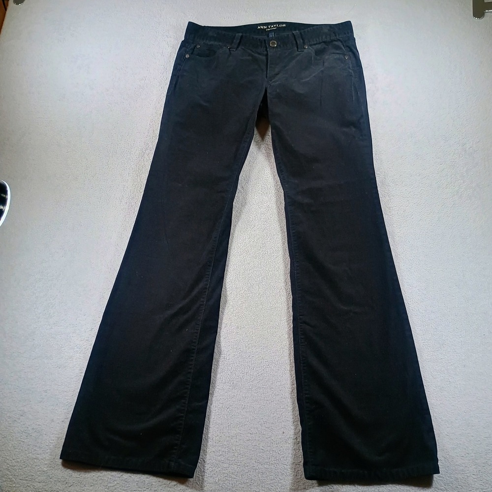 Ann Taylor Women Denim Corduroy Black Size 6 Flare Leg Pants